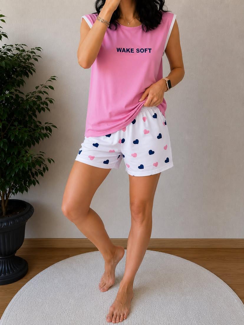 Şortlu Pijama takımı Kalpli
